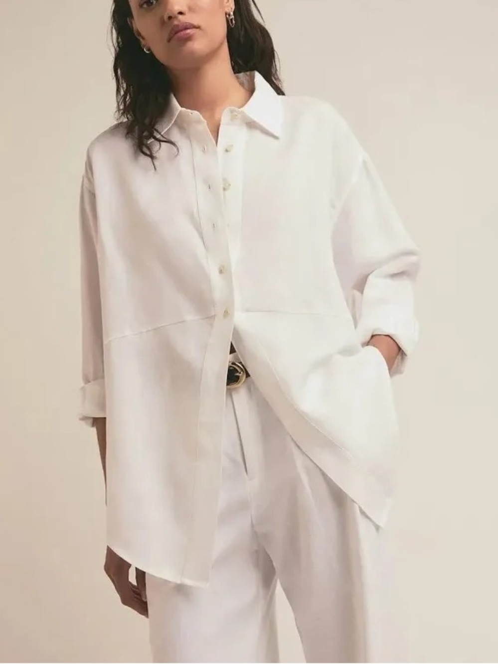 White Oversized Button-Up Shirt